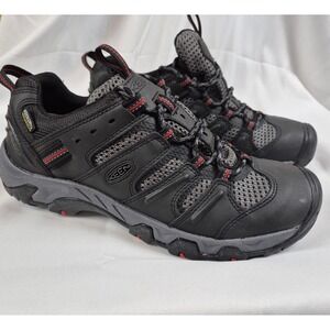 KEEN Ridge Flex Waterproof Low Hiking Shoes Mens 10.5 Black Grey 1024025